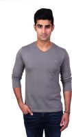 Bridge Solid Men's V-neck Grey T-Shirt