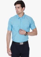 Cotton County Premium Blue Solid Slim Fit Formal Shirt