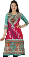D2Nine Casual Printed Women's Kurti(Pink, Pink)
