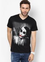 Batman Black Printed V Neck T-Shirts