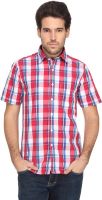 Denimlab Men's Checkered Casual White, Red Shirt