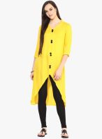 Divina Yellow Printed Rayon Kurti