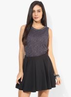 Dorothy Perkins Grey Colored Embroidered Skater Dress