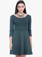 Faballey Grey Colored Solid Skater Dress