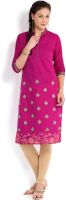 Folklore Printed Women's Straight Kurta(Pink)