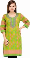 Fuchsia Designs Woven, Printed, Floral Print Women's Straight Kurta(Green)