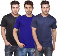 Funky Guys Solid Men's Round Neck Multicolor T-Shirt(Pack of 3)