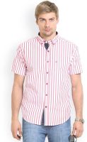 HW Men's Striped Casual Red Shirt