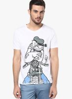 Henry and Smith White Printed Round Neck T-Shirts