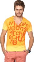 IVPL@Y Printed Men's V-neck Yellow T-Shirt