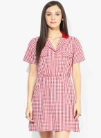 I Know Red Colored Printed Skater Dress