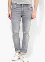 Incult Skinny Jeans In Light Grey With Knee Rips