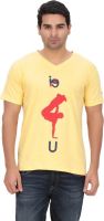 Indian Engineer Printed Men's V-neck Yellow T-Shirt