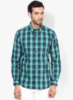 Izod Green Checks Slim Fit Casual Shirt