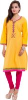 Jaipur Fab Embroidered Women's Straight Kurta(Yellow)
