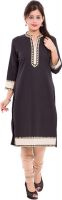 Jaipur Fab Solid Women's Straight Kurta(Black)
