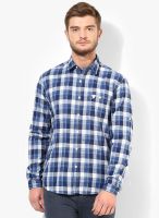 John Players Blue Checks Slim Fit Casual Shirt