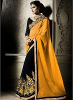 Kalista Fashions Yellow Embroidered Saree