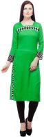 Kurtis By Menika Casual Embroidered Women's Kurti(Green)
