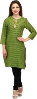 Lady in Red Casual Printed Women's Kurti(Green)