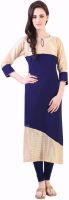 Libas Solid Women's Straight Kurta(Blue)