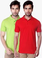 Lucfashion Pack Of 2 Multicoloured Solid Polo T-Shirt