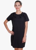 MEIRO Black Colored Solid Shift Dress