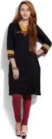 Maandna Solid Women's Kurta(Black)