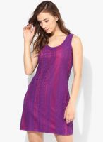 Mayra Purple Colored Printed Shift Dress