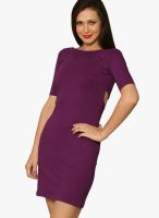 Miss Chase Purple Colored Solid Bodycon Dress