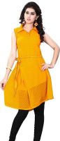 Miss & Mrs Party Printed Women's Kurti(Yellow)