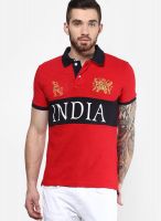 Monteil & Munero Red Printed Polo T-Shirts