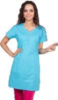 Nauhwar Formal Solid Women's Kurti(Blue)