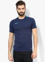 Nike As Flash Cool Ss El Navy Blue Football Round Neck T-Shirt