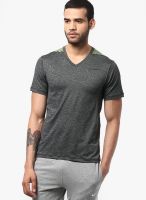 Nike Dark Grey Solid V Neck T-Shirts