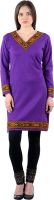 NumBrave Casual, Party Solid Women's Kurti(Purple)
