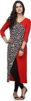 Ojjasvi Animal Print Women's Straight Kurta(Red)