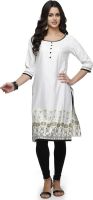 Ojjasvi Printed Women's Straight Kurta(White)