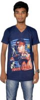 Revinfashions Graphic Print Men's V-neck Reversible Dark Blue T-Shirt