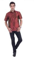 Scot Wilson Men's Solid Casual Brown Shirt