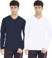 Softwear Solid Men's V-neck Blue T-Shirt(Pack of 2)