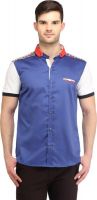 SPAWN Men's Solid Casual Blue Shirt
