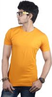 Spur Solid Men's Round Neck Yellow T-Shirt