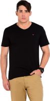 Sting Solid Men's V-neck Black T-Shirt