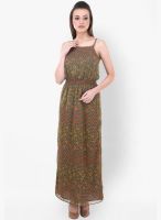 Street 9 Olive Colored Printed Maxi Dress