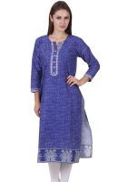 Stylishbae Casual Solid Women's Kurti(Blue)