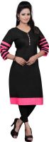 Sukanyaa Casual Self Design, Solid Women's Kurti(Black, Pink)