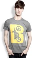 TOMO Printed Men's Round Neck Grey T-Shirt