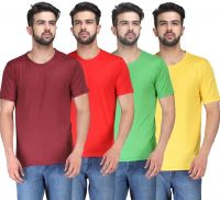 TSX Solid Men's Round Neck Multicolor T-Shirt(Pack of 4)