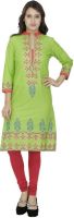 Tarama Embroidered Women's Straight Kurta(Green)